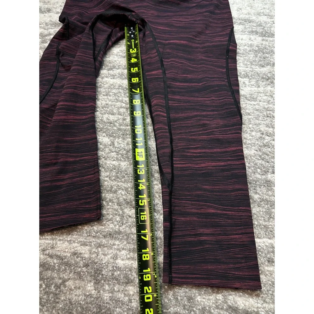 Lululemon Pace Rival Crop Women Size 10 Burgundy Black Space‎ Dye Leggings